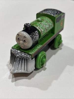Snow Covered Percy Train with Plow Thomas Wooden Railway Learning Curve Brands