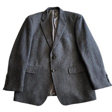 Lauren Ralph Lauren 100 Wool Herringbone Classic 2 Button Gray Blazer Jacket L