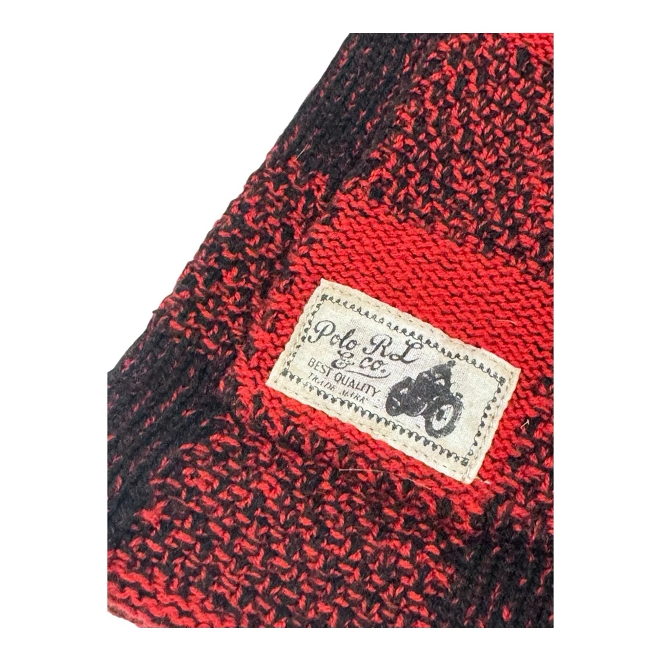 Polo Ralph Lauren Niño Grande Buffalo Check Chal Cárdigan Suéter Rojo/Negro Foto 3 de 4