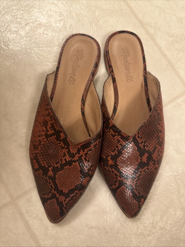 Madewell The Emilia Mule Snake Embossed Leather Women's Size 8