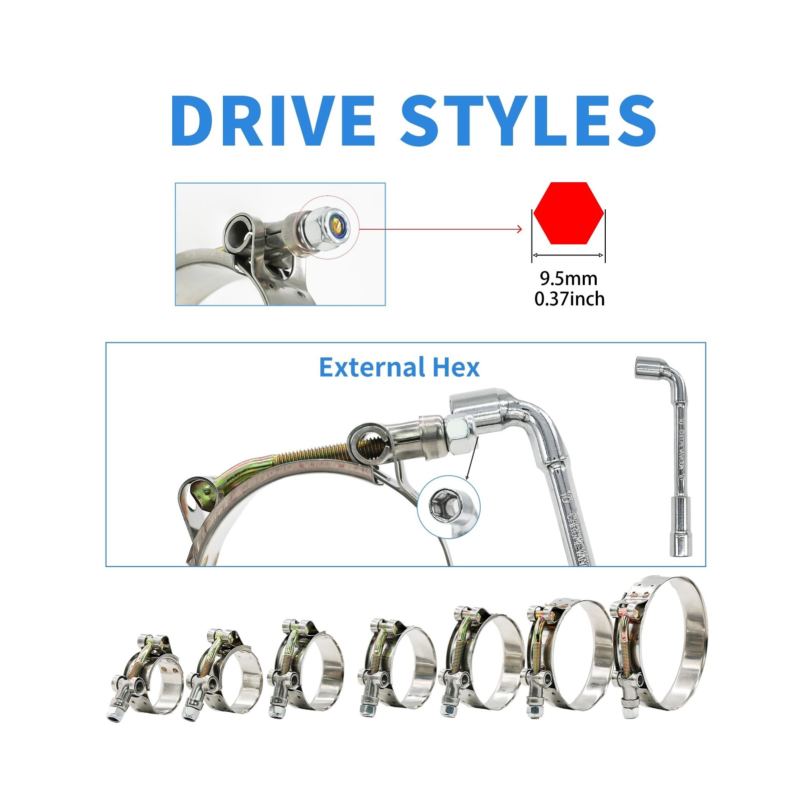 12pcs Hose Clamp Set, PEROMI T-bolt Radiator Heavy Duty Hose Clamps 6 Size 3/...