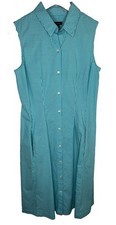 Talbots Size 6 Gingham Full Button Front Dress Pockets Knee Length Country Club