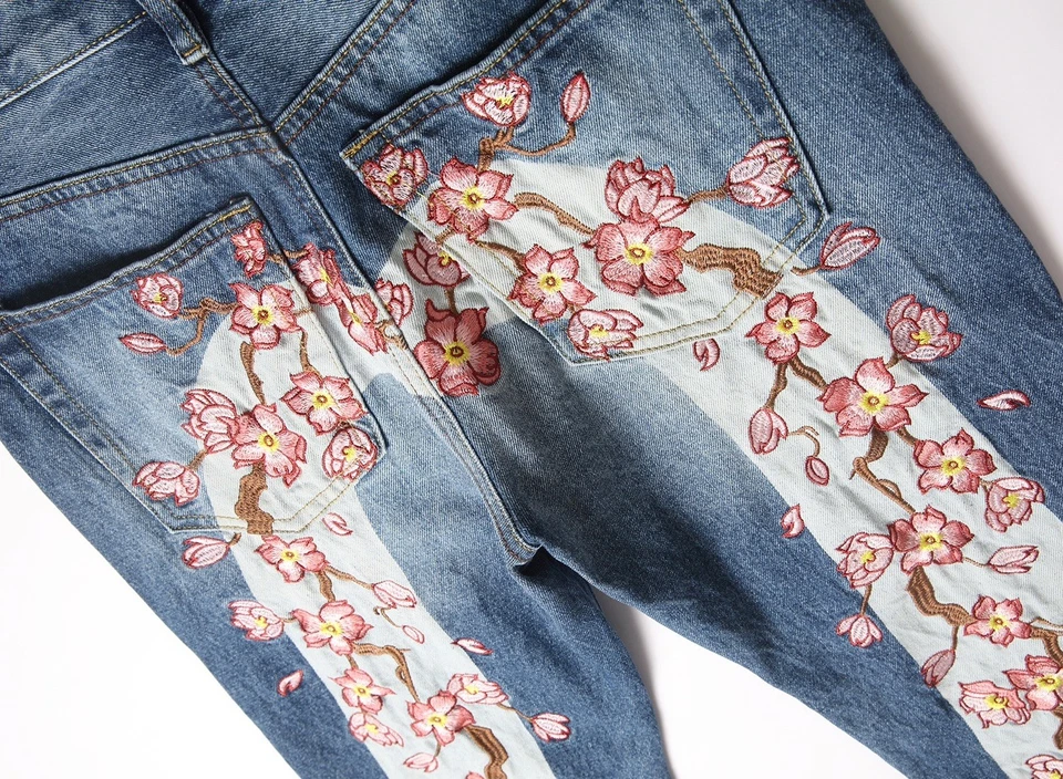 Pantalones de mezclilla rectos bordados Evisu para hombre Foto 3 de 4