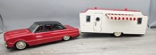 Vintage Bandai 1961 Ford Falcon Cragstan Camper Tin Friction Car House READ