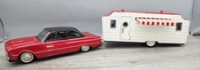 Vintage Bandai 1961 Ford Falcon Cragstan Camper Tin Friction Car House READ
