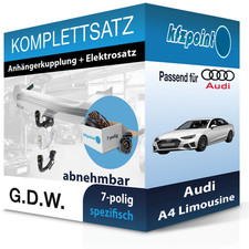 Für Audi A4 Limousine 15- G.D.W. Anhängerkupplung abnehmbar + 7polig E-Satz FP