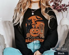 Retro Halloween Sweatshirt Spooky Season Fall Autumn Scary Top