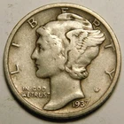 1937 S Mercury Dime 90% Silver F-VF  "Actual Coin Pictured - Not Cleaned"