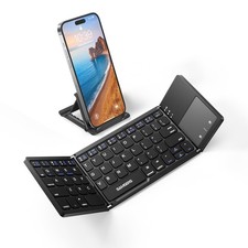 Foldable Bluetooth Keyboard with Touchpad, Ultra Slim Compact,Black