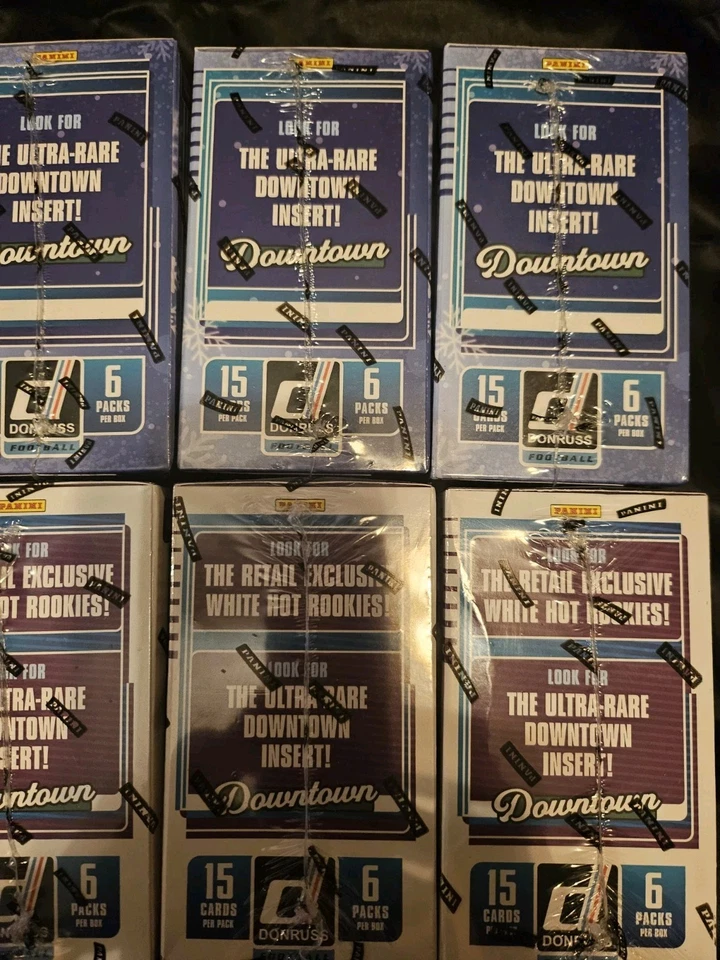 6 Panini Donruss Football 3 Holiday Blaster & 3 Standard Blaster Box Downtowns - Image 2 of 4