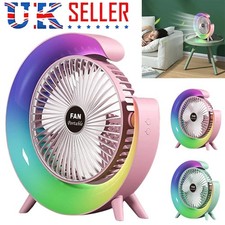 Fan LED Desk Portable USB 3 Speeds Rechargeable Cooler Cooling Silent Wireless