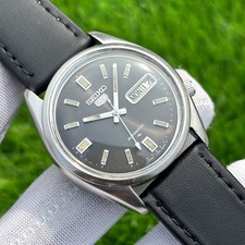 Vintage Seiko 5 Black Sunburst Dial Automatic Japan Made Men s Watch 7009-8210