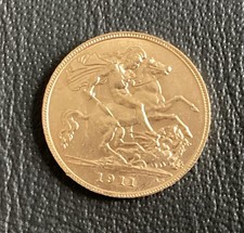 1911 George V Gold Half Sovereign Coin, 22ct
