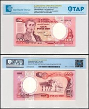 Colombia 100 Pesos Oro, 1983, P-426a.1, UNC, Authenticated