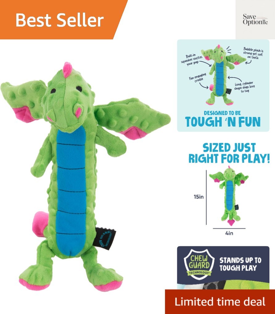 Durable Bubble Plush Dragon Dog Toy - Large Size with Chew G