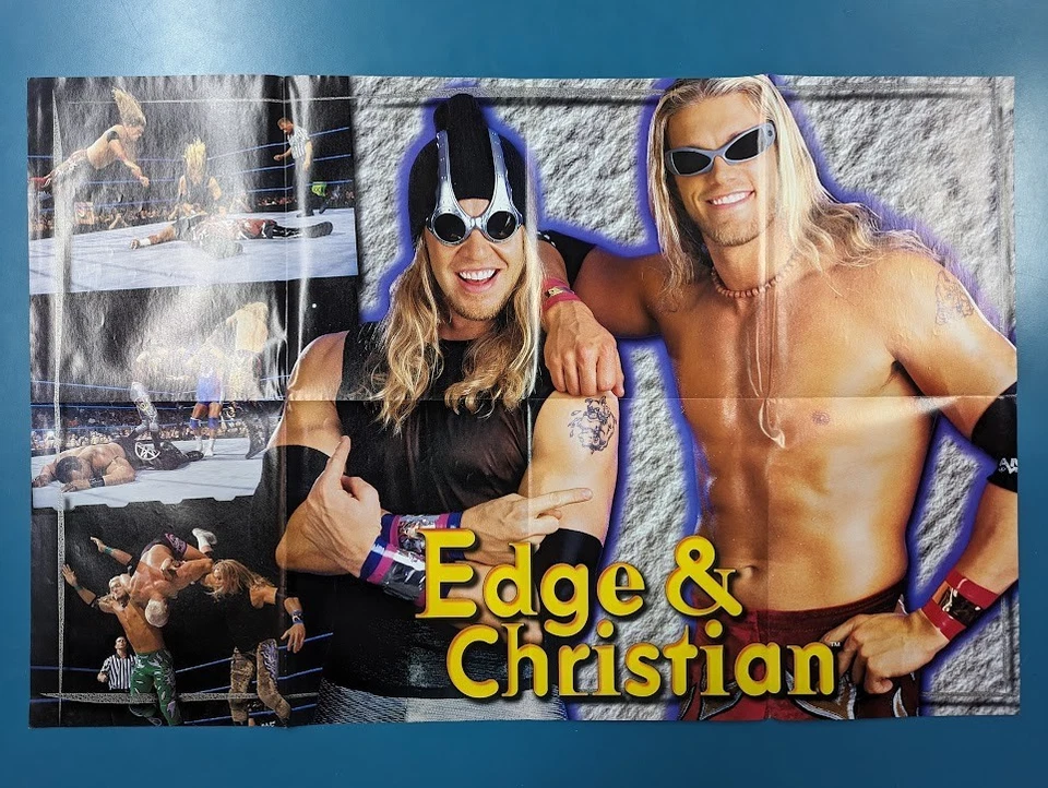 Revista de lucha libre de 1990 WWF WWE WCW póster de doble cara Terri Edge Christian Foto 2 de 2