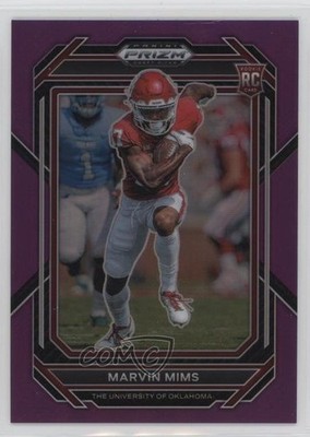 2023 Panini Prizm Draft Picks Purple Prizm 63/75 Marvin Mims #146 Rookie RC 1h1