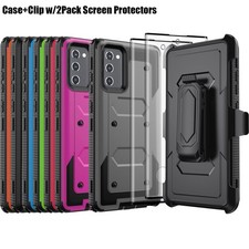 For Samsung Galaxy Note20 Ultra Shockproof Case Belt Clip Cover / Tempered Glass