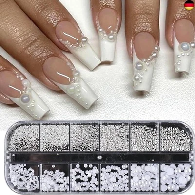 GZSYY GZSY Nail Art Strasssteine Nagel Perlen Weiß 12Raster Nagel Charms Nageldesign
