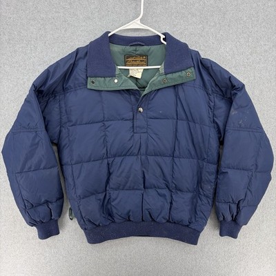 VTG 80 s Eddie Bauer Goose Down Pullover Quilted Puffer Drivers Jacket Sz Medium