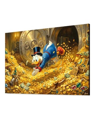 Dagobert Duck Leinwand Bild Pop Art Motivation Geld Money Luxus Tresor Gold