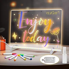 LED Note Board with Colors, 13.7"X10" 4 Modes & 7 Colors ，7 markers，spray bottle
