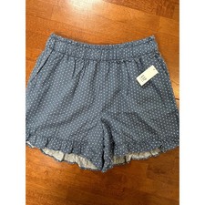 New Gap Kids Shorts Girls XXL 14-16 Blue Polka Dot Ruffle Hem Elastic Waist