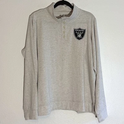 NFL Las Vegas Raiders Damen grau Henley Mock Neck Sweatshirt Pullover Football - Bild 1 von 4