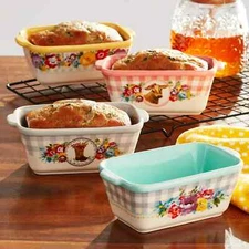The Pioneer Woman Sweet Romance Blossoms Mini Ceramic Loaf Set 4 Pack