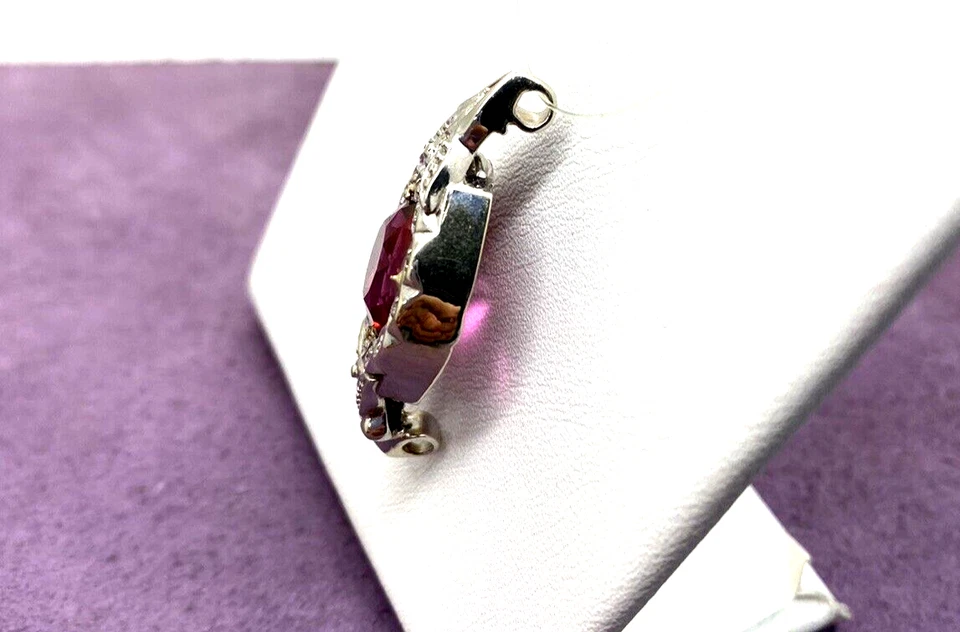 14kt White Gold .06 CTW SI1, I-J Synthetic Ruby Watch Pendant I-92184 - Image 4 of 4