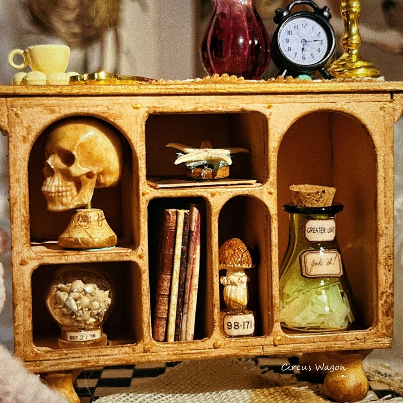 Mueble sin terminar con estante mágico bruja miniaturas casa de muñecas escala 1:12 Foto 3 de 4