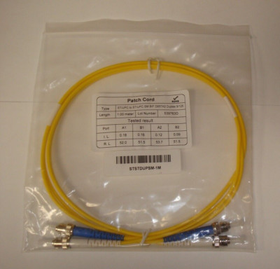 Fiber Optic Patch Cord 1 Meter SC/ UPC to ST/UPC SM BIF G657A2 Duplex 9/125 NEW