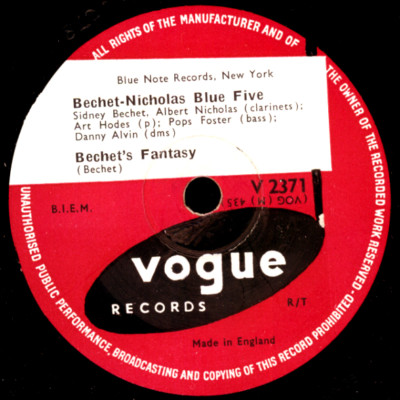 BECHET-NICOLAS BLUE FIVE Bechet's Fantasy / Old Stack O'lee Blues   78rpm X3452