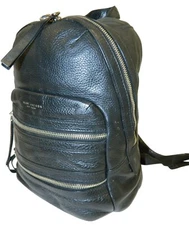 Marc Jacobs Black Leather Backpack Multi Zipper Shoulder Purse Soft Leather 8134