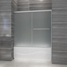 ELEGANT 60" x 57" Bathtub Shower Door Double Sliding 1/4" Tempered Glass Panel