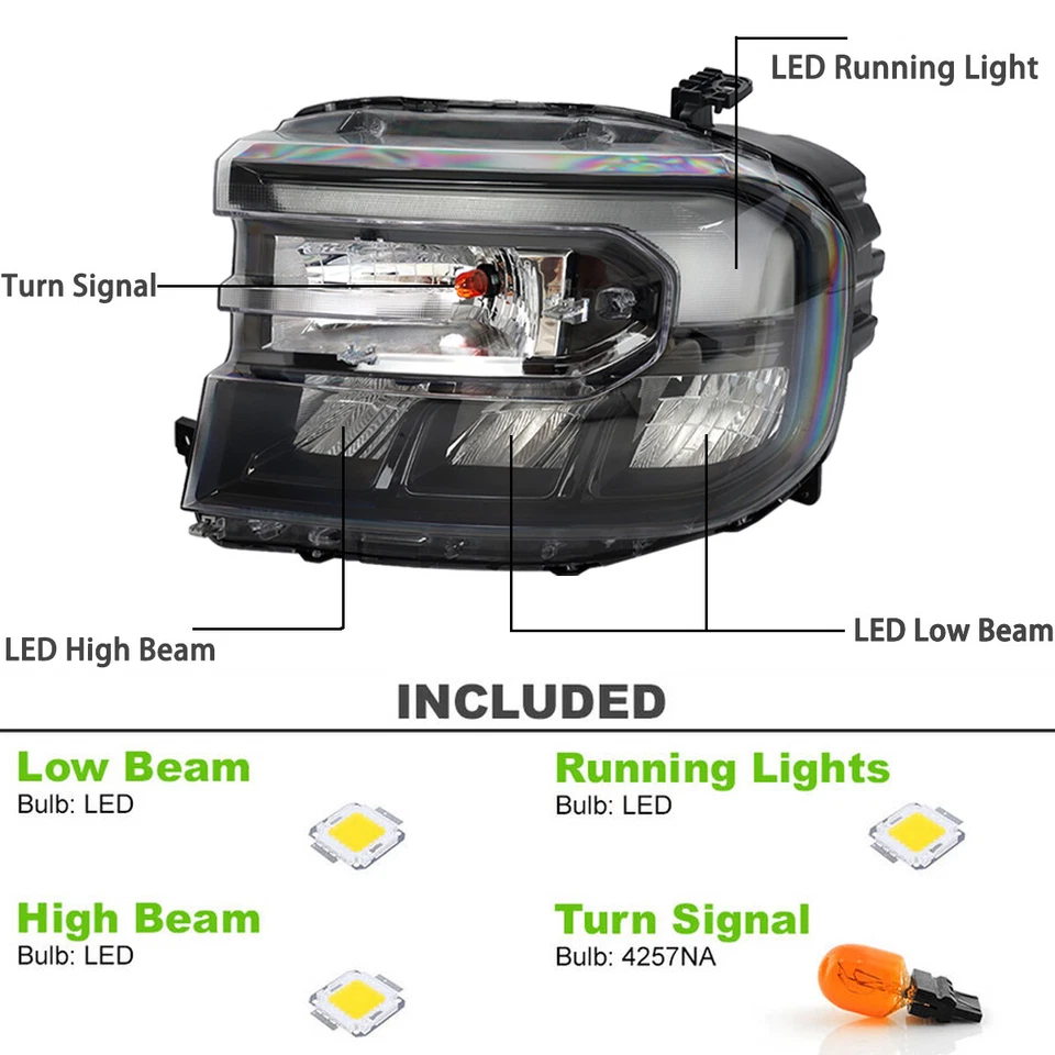 For 2022-2024 Ford Maverick Black w/ LED DRL Headlights Headlamps Left + Right Foto 3 de 4