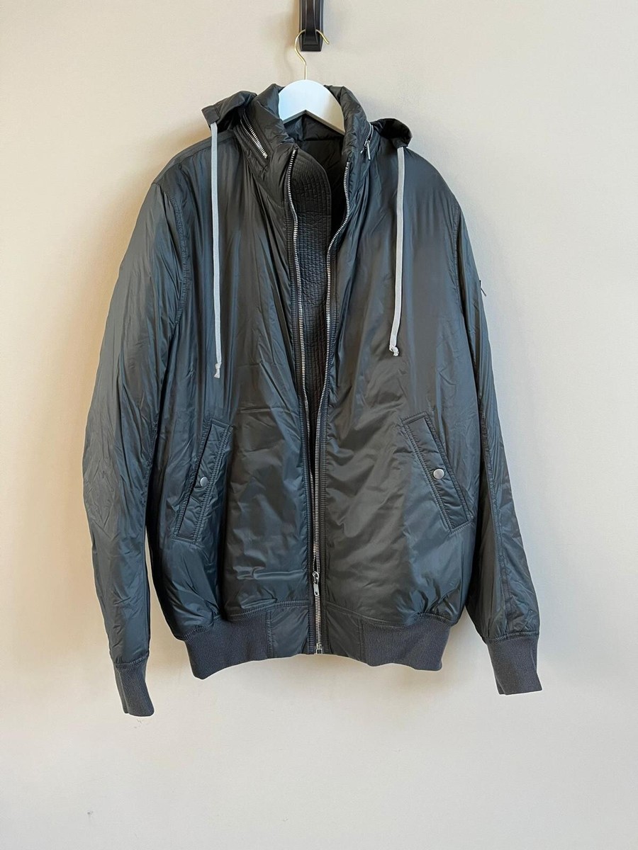 Rick Owens , Down Zipped Hood Bomber Jacket in Dark Dust Rick Owens , Down Zipped Hood Bomber Jacket in Dark Dust