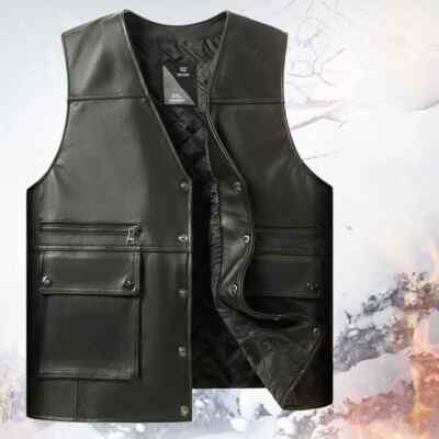 Spring Autumn Men Streetwear Leather Vest Sleeveless Coats Men Casual Waistcoat