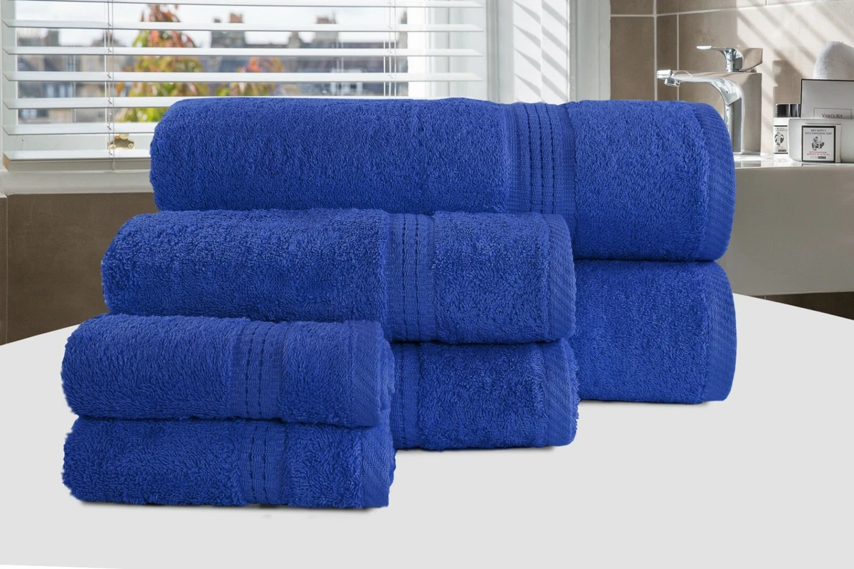 6 Piece Set of Large Bath Hand Face Towels Sheets 100% Organic Cotton 500  GSM