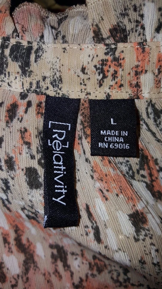 Camisa Top Blusa Relativity Mujer Talla L Grande Marrón Naranja Foto 2 de 4