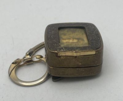 Antique Mini Brass Music Box Keychain Sankyo Works Made in Japan