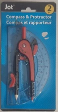 Jot Red/Black Compass & Protractor Set, New in Package
