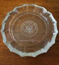 U.S. Senate Cut Glass Cigar Ashtray Milton R. Young Signature North Dakota Heavy