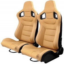 2x Universal Reclinable Bucket Seats Adjustable Racing Seats With 2 Sliders