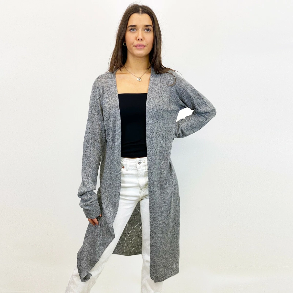 Gray cardigan shop long