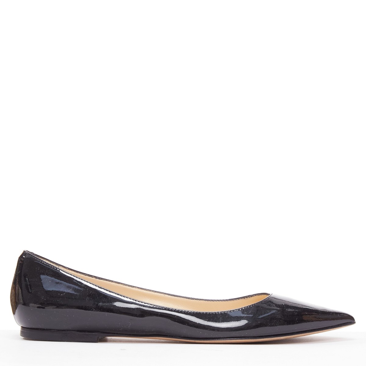 JIMMY CHOO black patent leather pointed toes flat shoes EU37 JIMMY CHOO black patent leather pointed toes flat shoes EU37