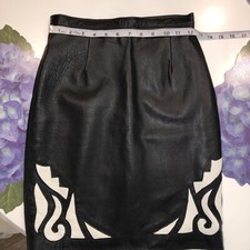 Leather Skirt Vintage 80s Brand is Art Fashion Genuine Leather with inlay
