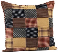 Hand Quilted Patchwork Euro Sham Red Blue 26" Floor Pillow Cover Patriotic Patch