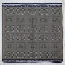 M408 FENDI Jacquard Logo Brown Blue Cotton Scarf Scarves Pocket Square 17" X 18"