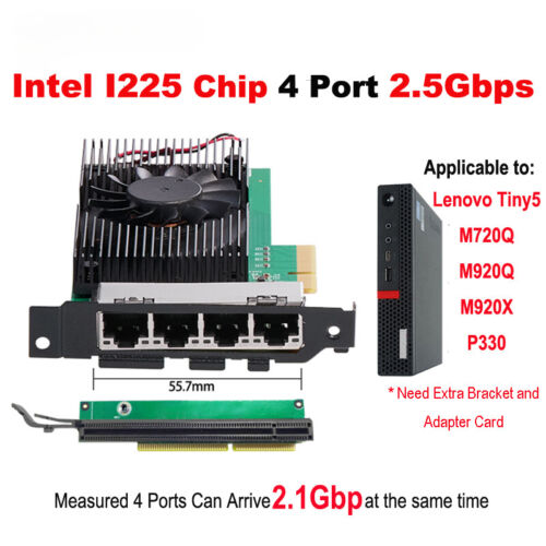 Chips 4 Port 2.5G Network Adapter 2500Mbp Gigabit Ethernet Network Lan Card New - Picture 1 of 17